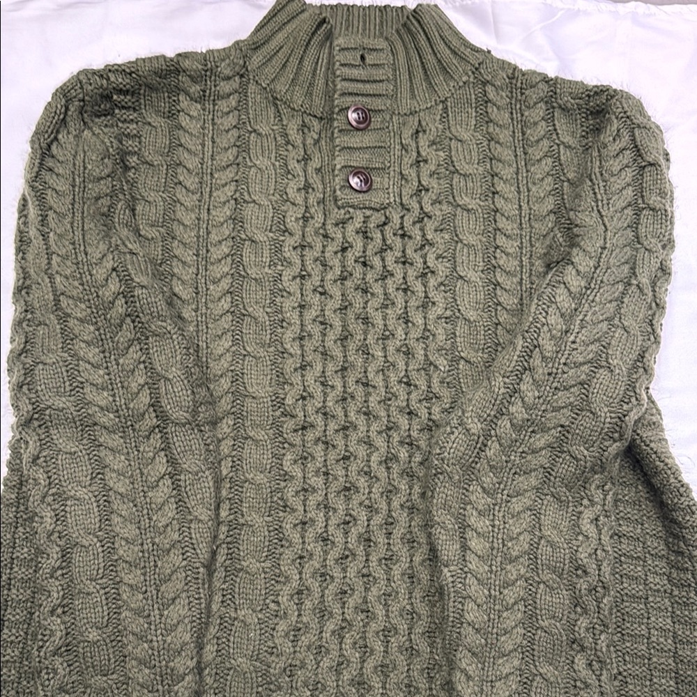 Olive Green Cable Knit Sweater